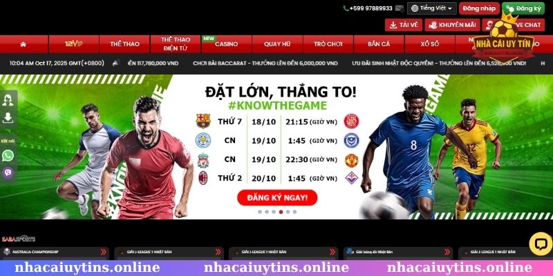 Đa dạng kèo cược thể thao 12Bet, tỷ lệ thưởng hấp dẫn cược thủ