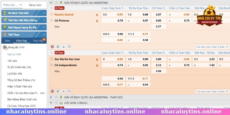 Kèo cược thể thao phong phú, tỷ lệ trả thưởng cao